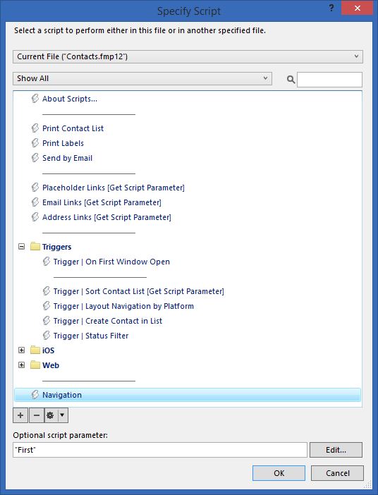 والخطوة الأهم؛ كتابة الوسيط أو Parameter كمثال: First لإستدعاء أمر الذهاب إلى السجل الأول