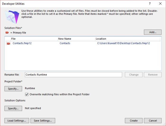 Creating Runtime Solution
